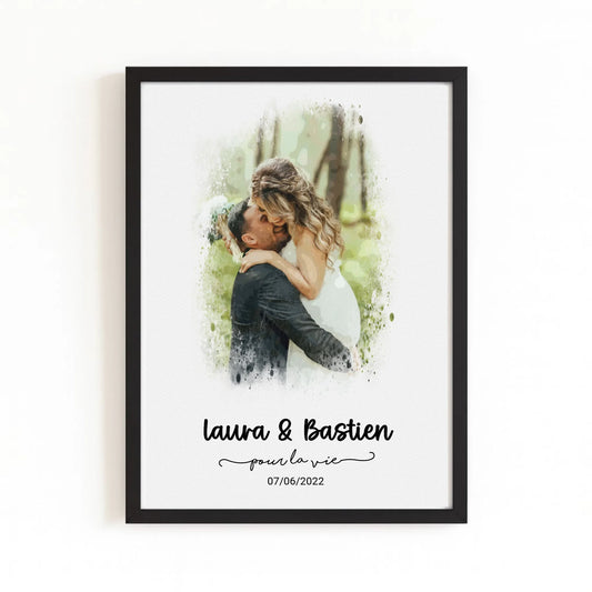 Affiche anniversaire de mariage avec finition noire