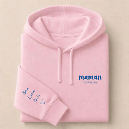 Hoodie Broderie Droite Rouge