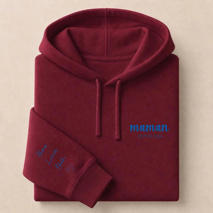Hoodie Broderie Droite Rouge