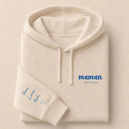 Hoodie Broderie Droite Rouge