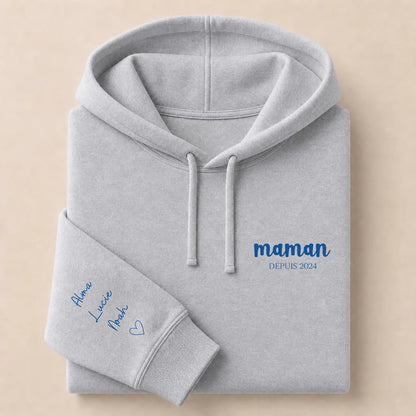 Hoodie Broderie Droite Rouge