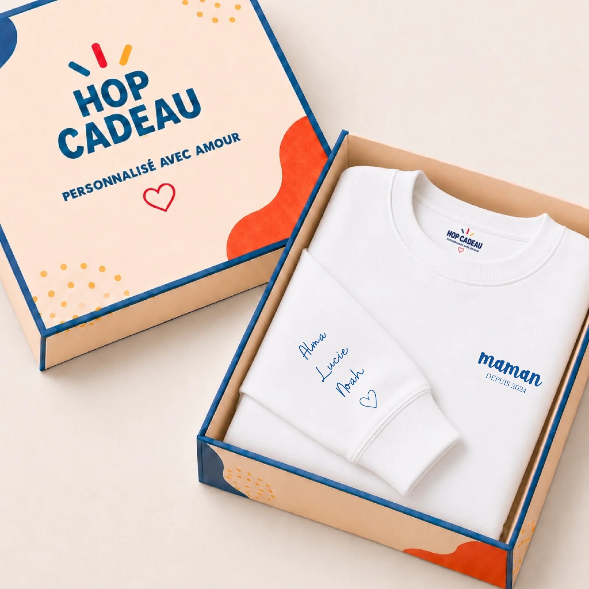 Sweatshirt blanc hop cadeau