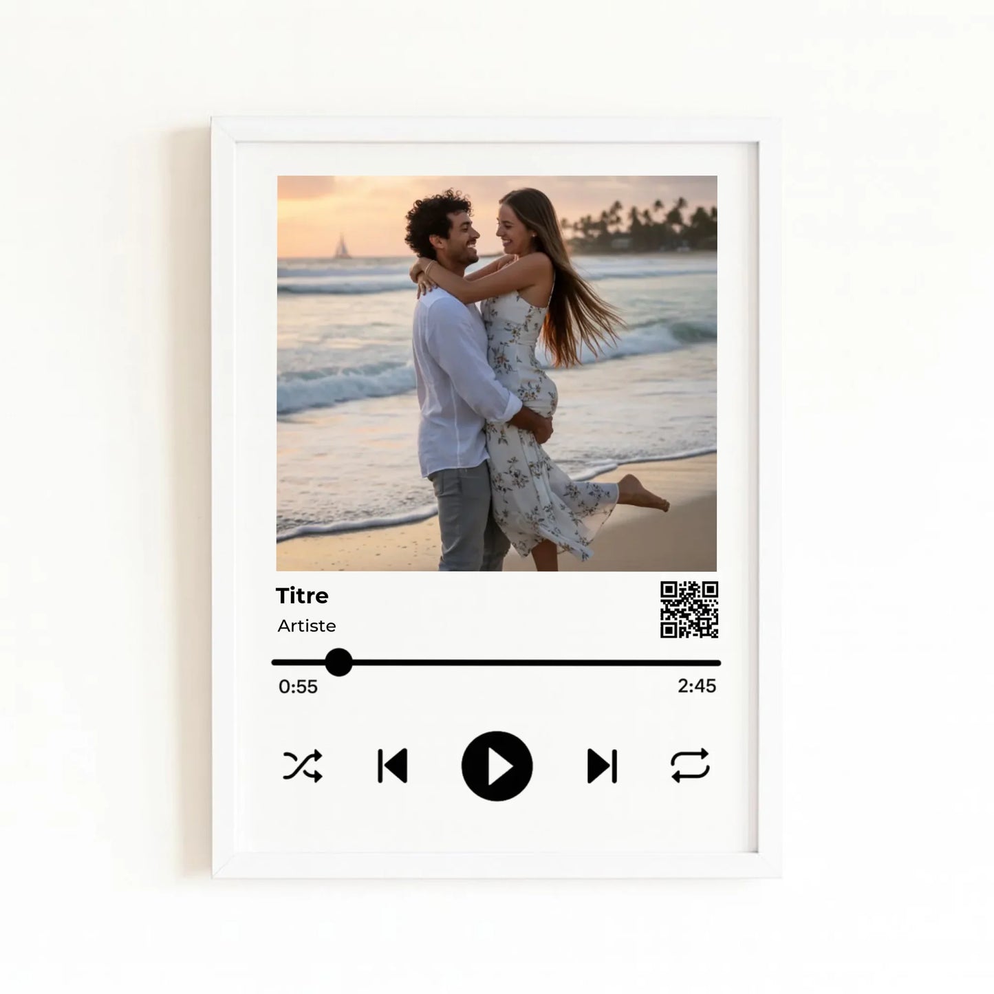 Affiche personnalisée album musique avec finition blanche