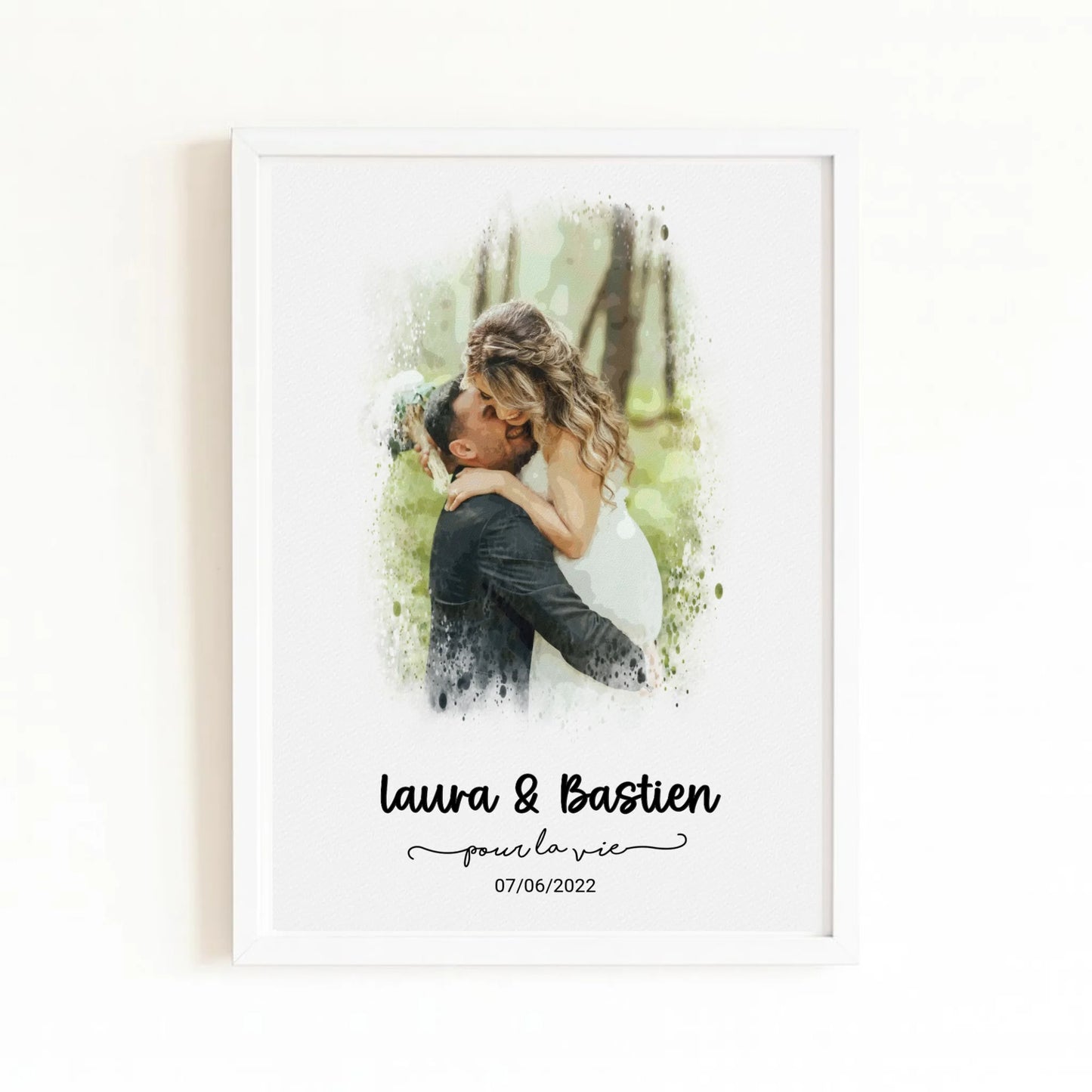 Affiche anniversaire de mariage avec finition blanche