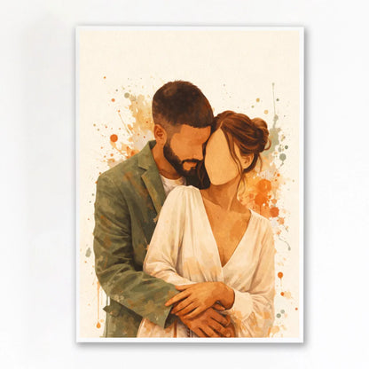 Affiche aquarelle couple personnalisée sans cadre