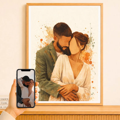Affiche aquarelle couple personnalisée – mockup affiche 2