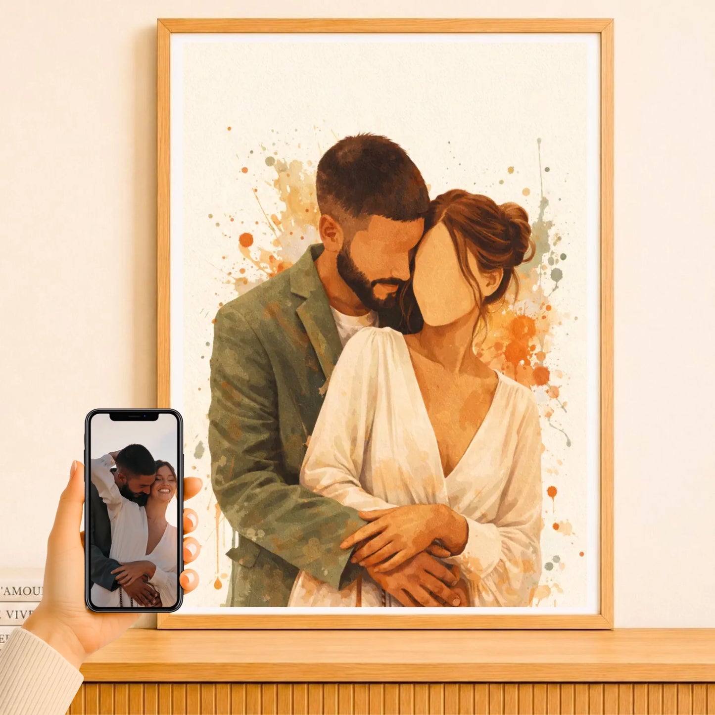 Affiche aquarelle couple personnalisée – mockup affiche 2