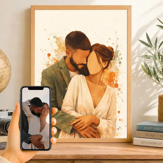 Affiche aquarelle couple personnalisée