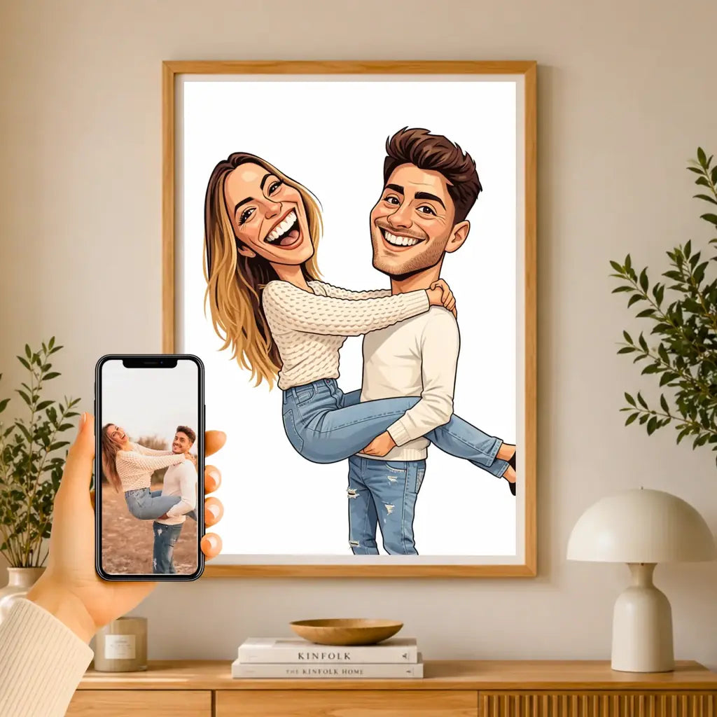 Affiche personnalisée couple caricature – mockup affiche 2