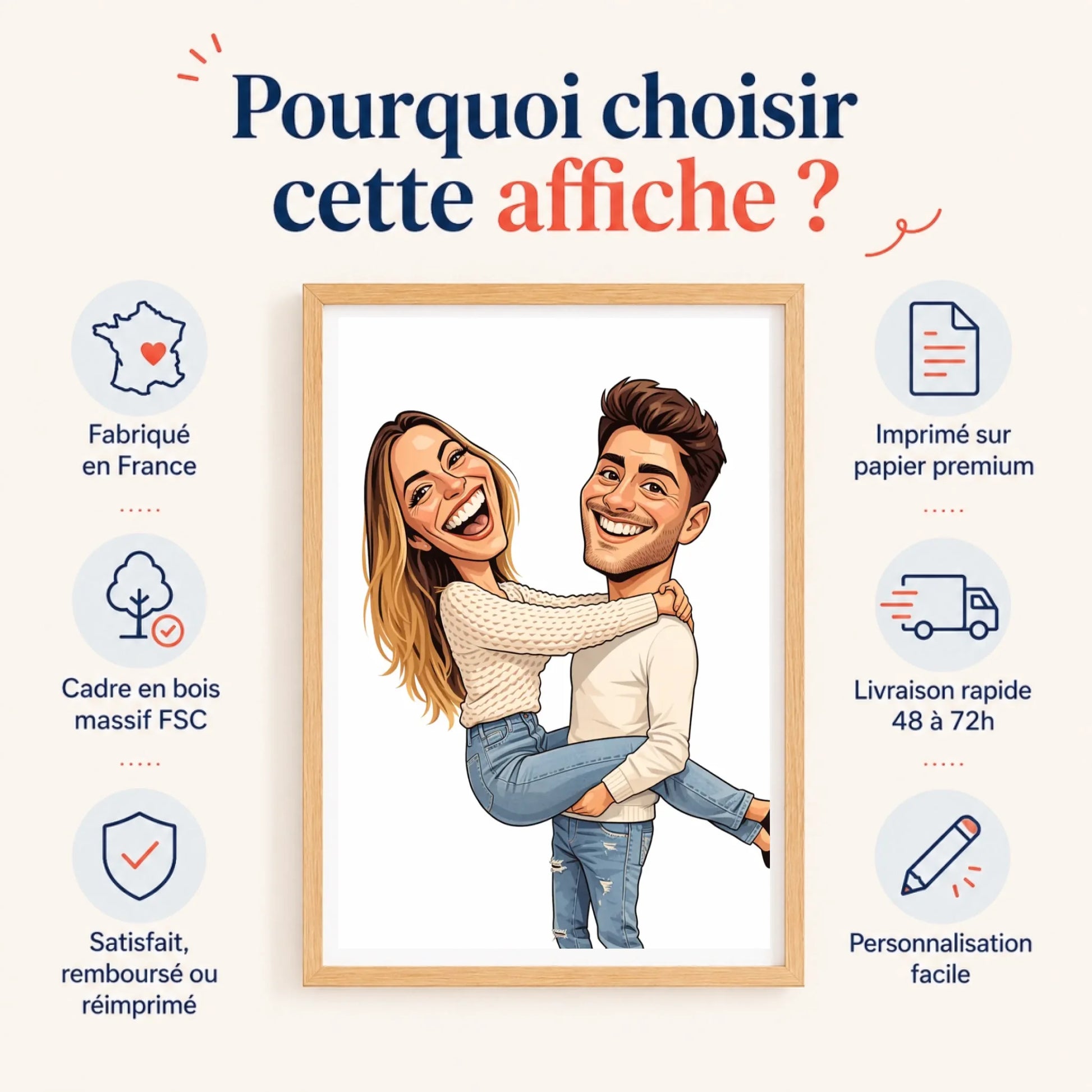 Affiche personnalisée couple caricature – vue 12