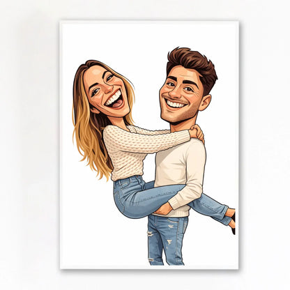 Affiche personnalisée couple caricature sans cadre