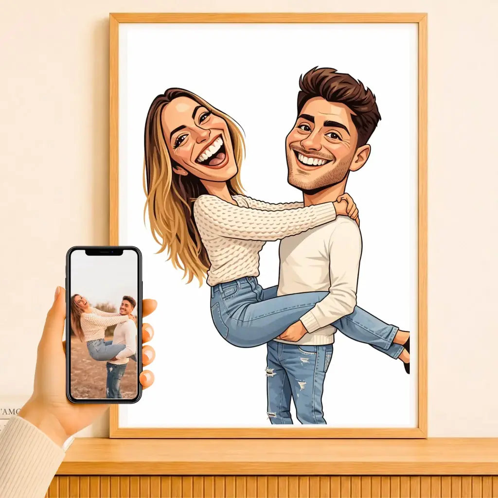 Affiche personnalisée couple caricature – mockup affiche 2