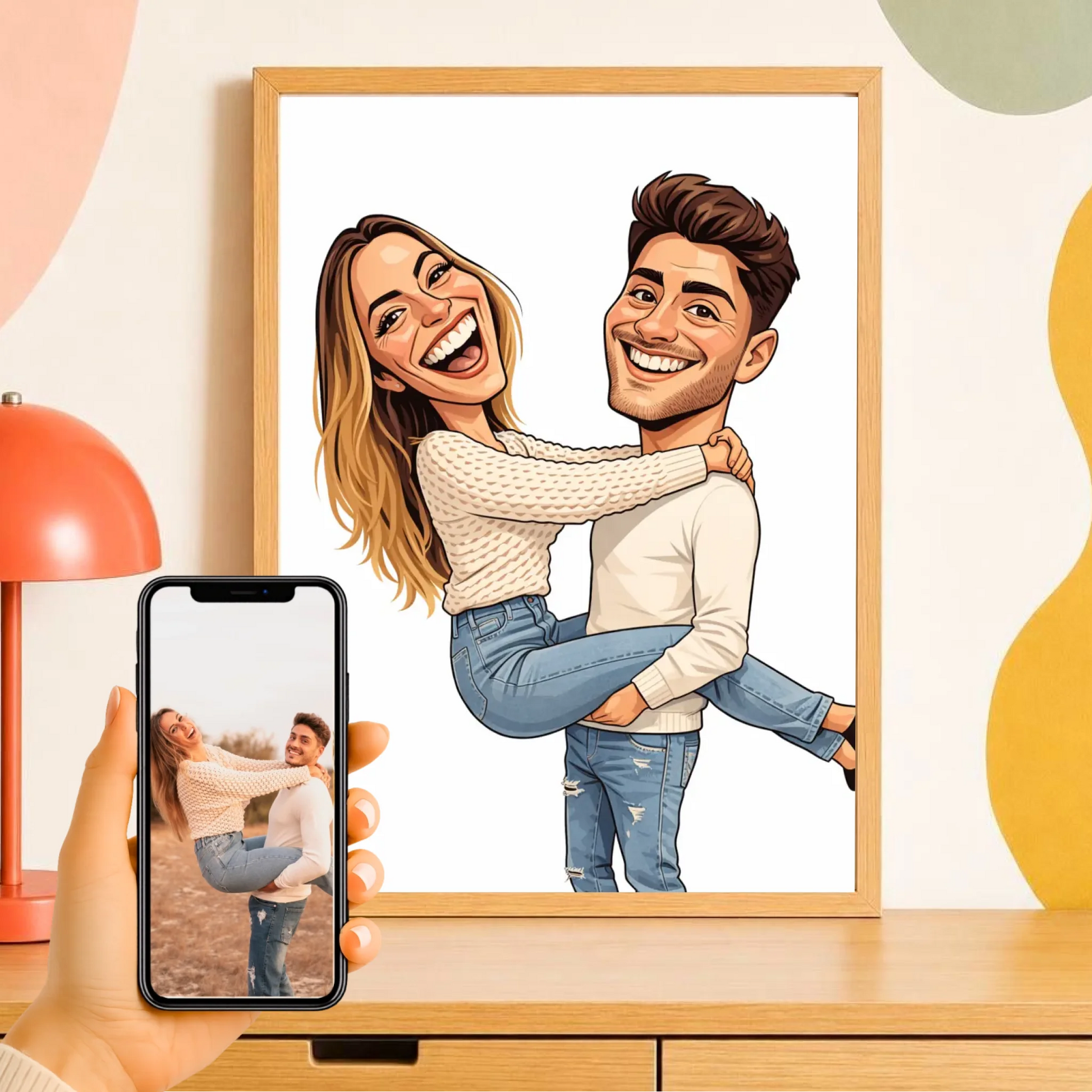 Affiche personnalisée couple caricature