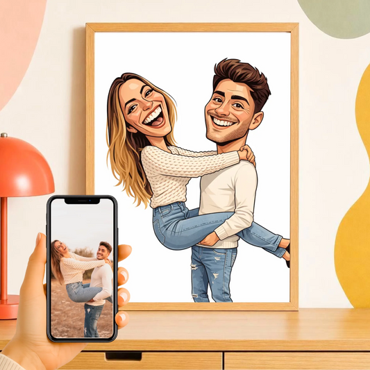Affiche personnalisée couple caricature