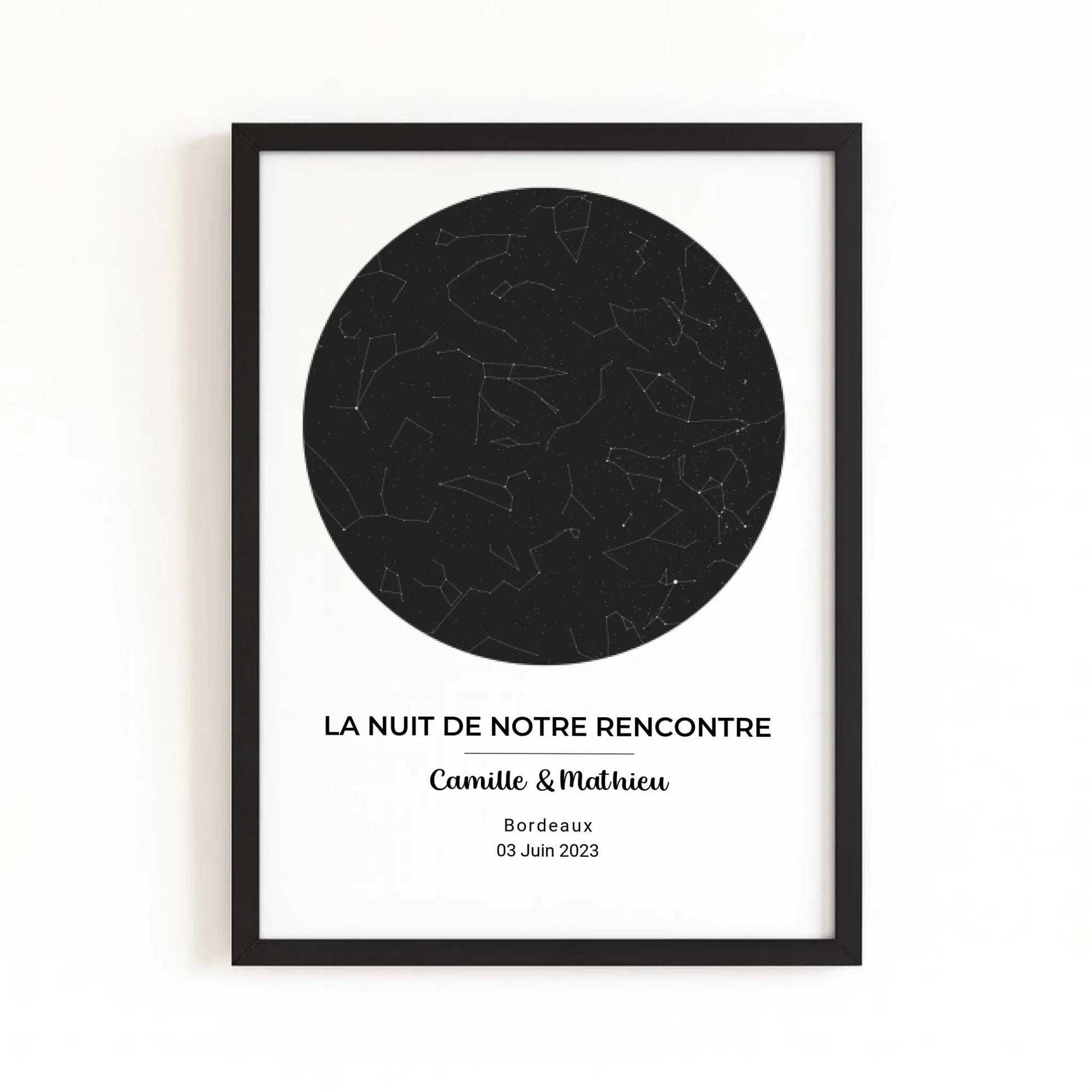 Affiche carte du ciel avec finition noire