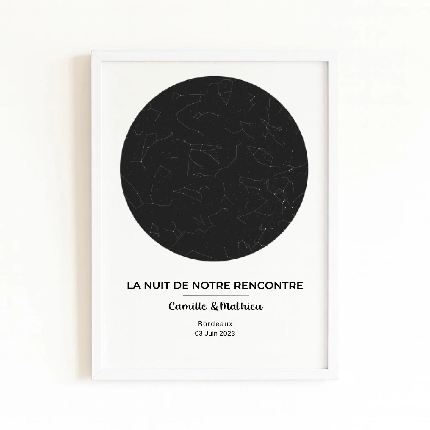 Affiche carte du ciel avec finition blanche