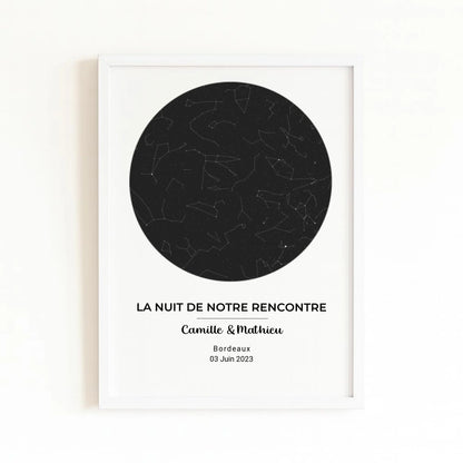 Affiche carte du ciel avec finition blanche
