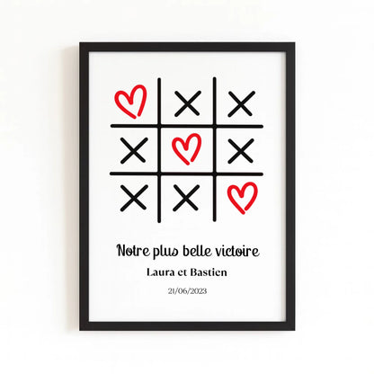 Affiche personnalisée chambre couple avec finition noire