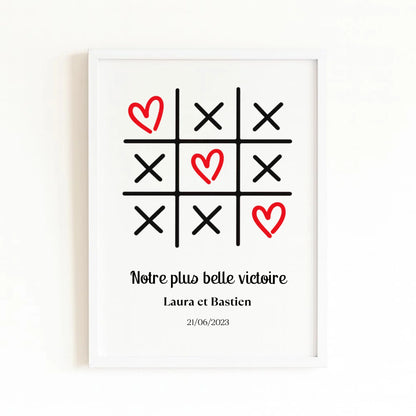 Affiche personnalisée chambre couple avec finition blanche