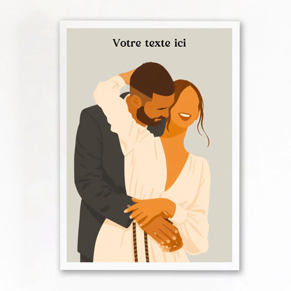 Affiche couple dessin sans cadre