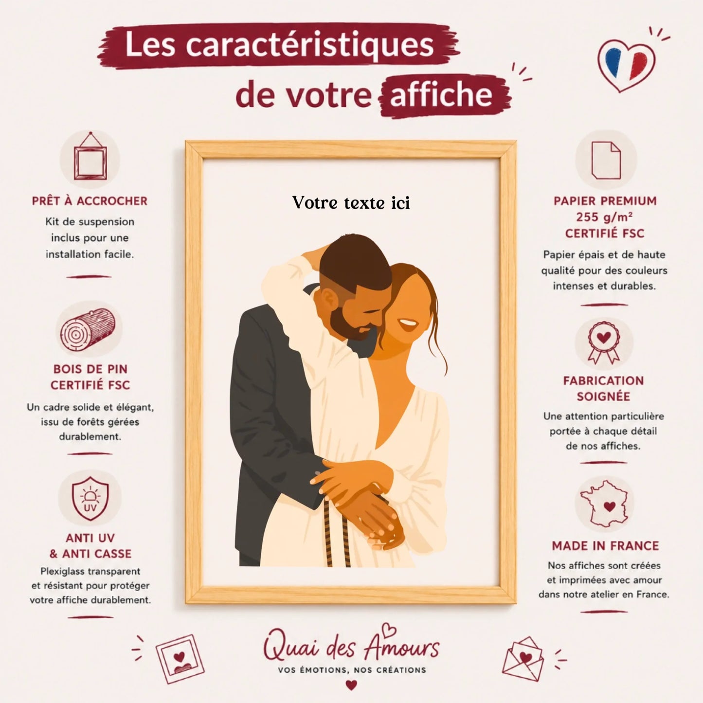 Affiche couple dessin – caractéristique