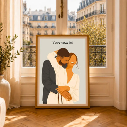 Affiche couple dessin – mockup paris