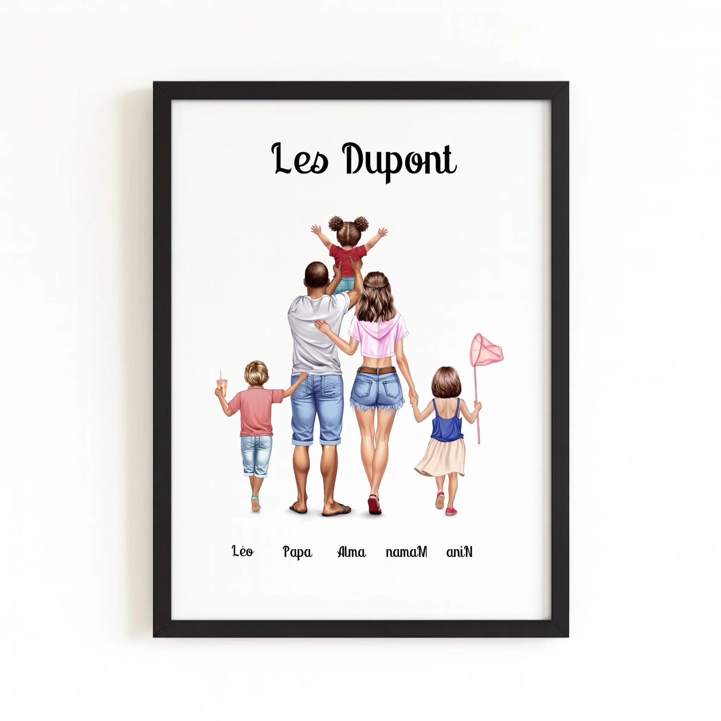 Affiche famille cadeau avec finition noire