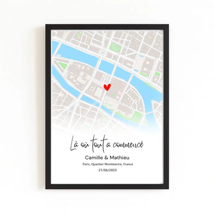 Affiche lieu de rencontre avec finition noire