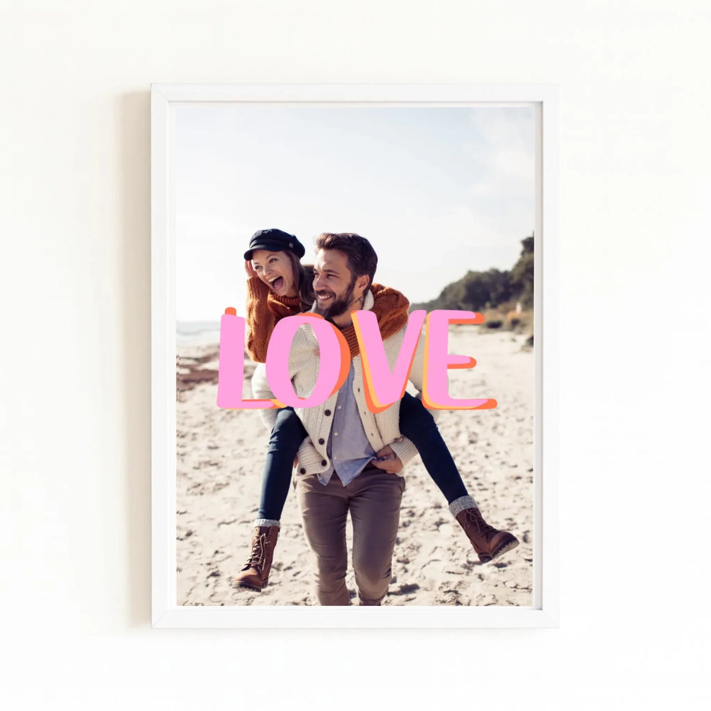 Affiche personnalisé couple love avec finition blanche