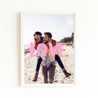 Affiche personnalisé couple love avec finition blanche