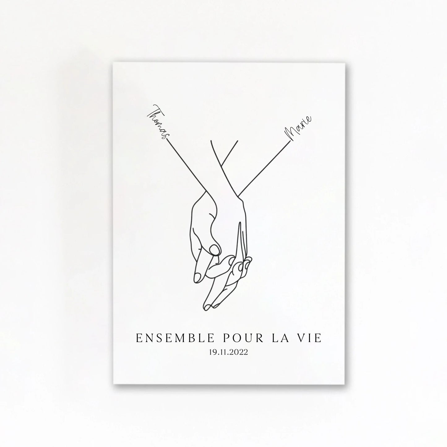 Affiche minimaliste mains couple sans cadre
