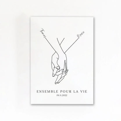 Affiche minimaliste mains couple sans cadre