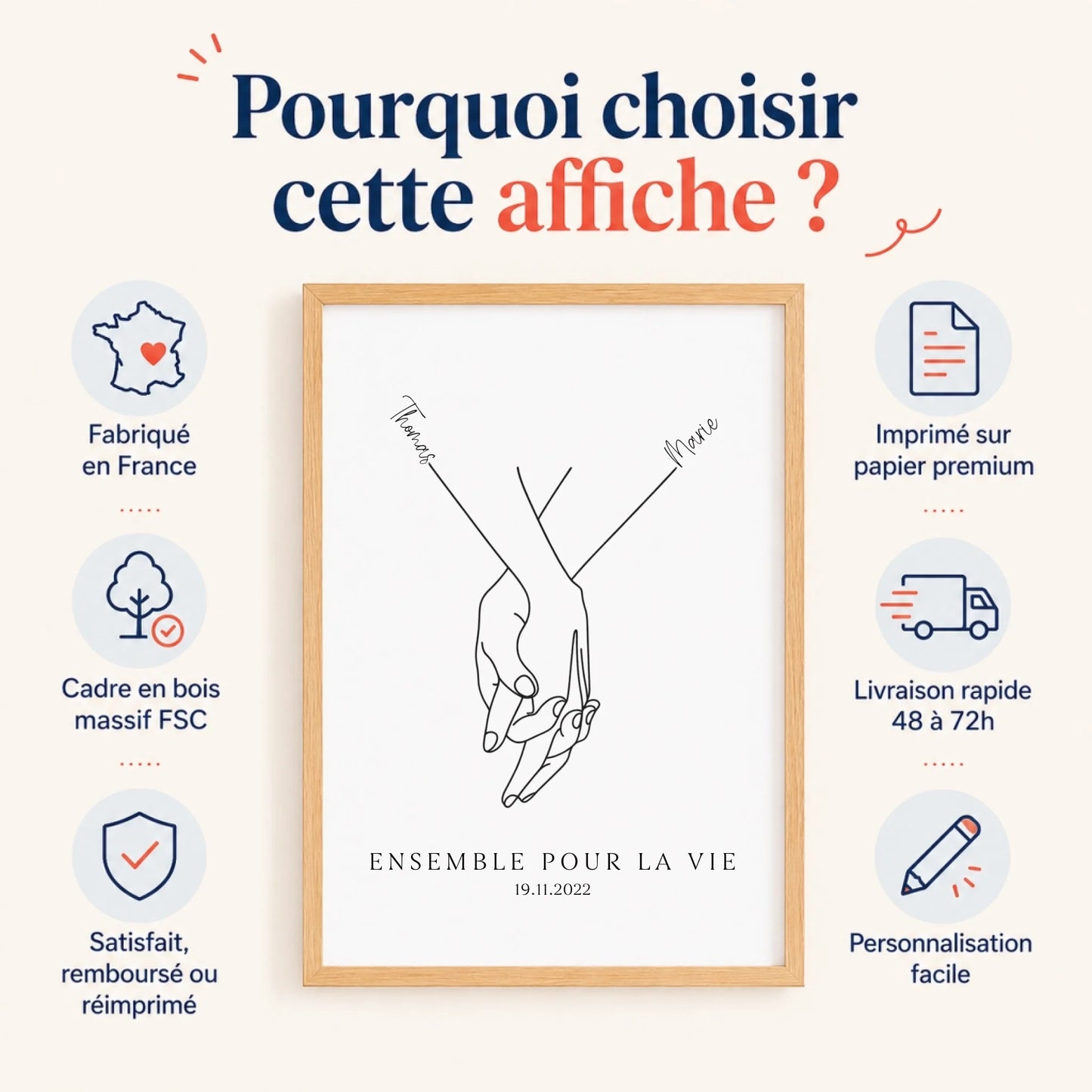 Affiche minimaliste mains couple – vue 8
