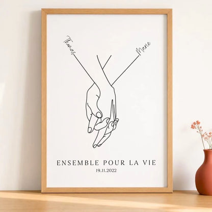 Affiche minimaliste mains couple