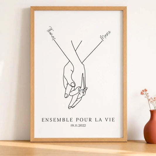 Affiche minimaliste mains couple