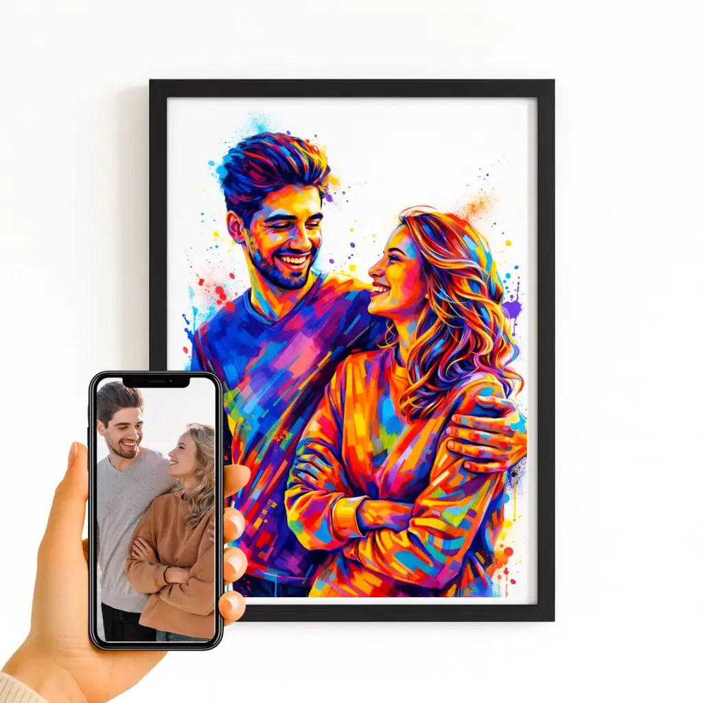 Affiche personnalisée couple photo avec finition noire