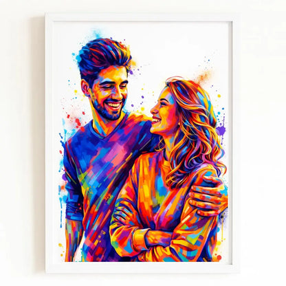 Affiche personnalisée couple photo avec finition blanche