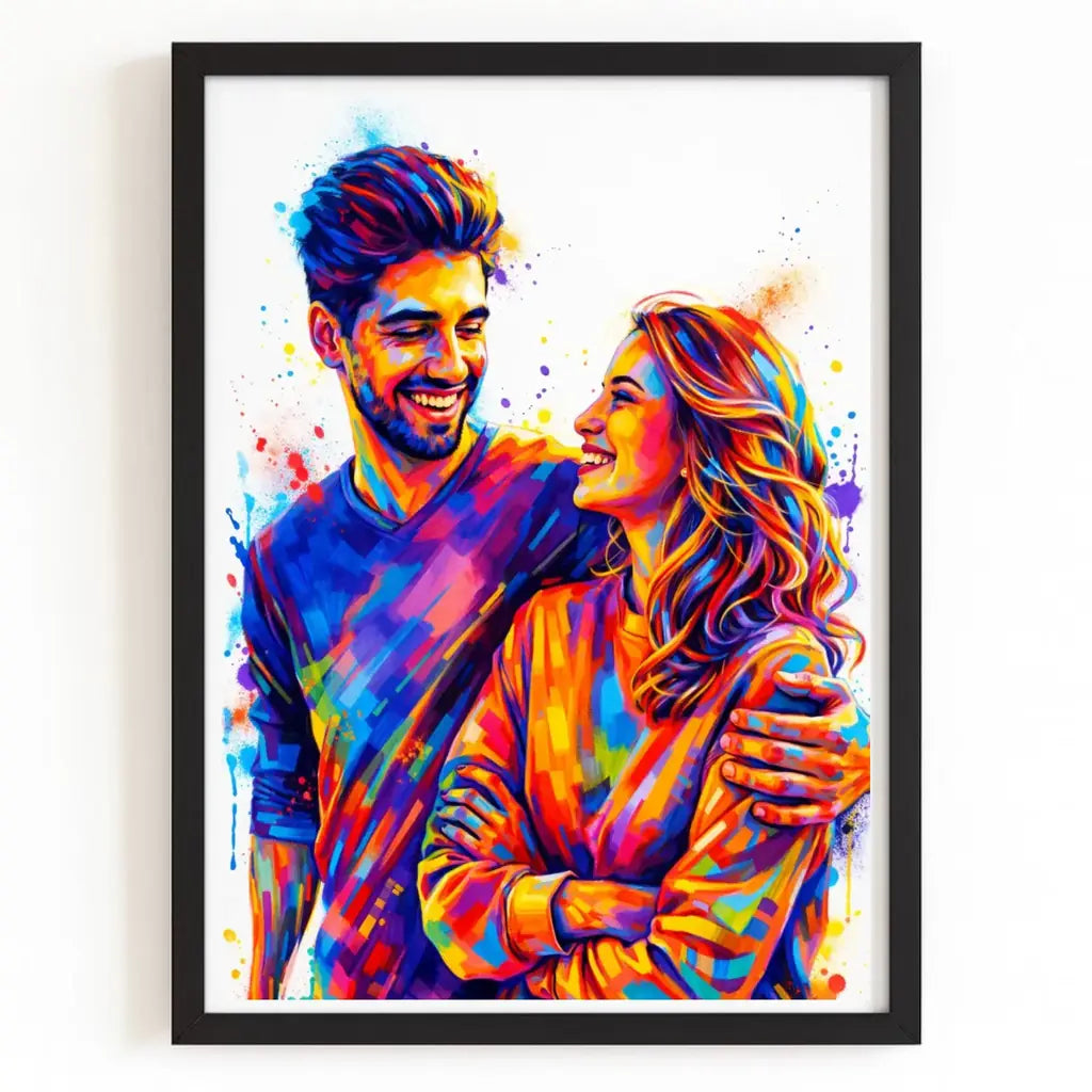 Affiche personnalisée couple photo avec finition noire