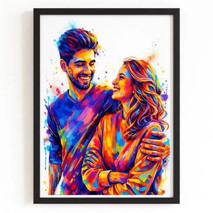 Affiche personnalisée couple photo avec finition noire