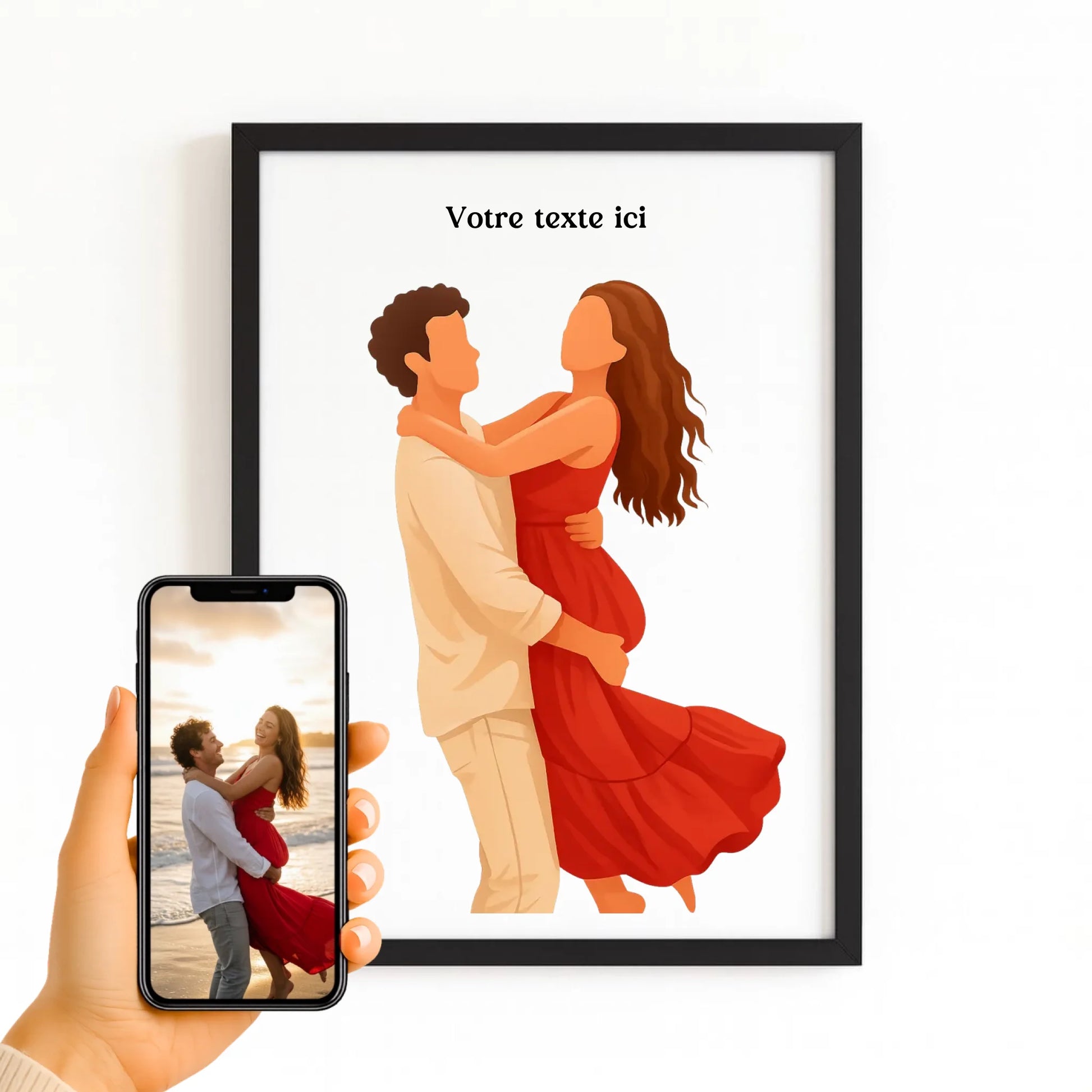 Affiche personnalisée photo en illustration minimaliste avec finition noire