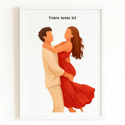 Affiche personnalisée photo en illustration minimaliste avec finition blanche