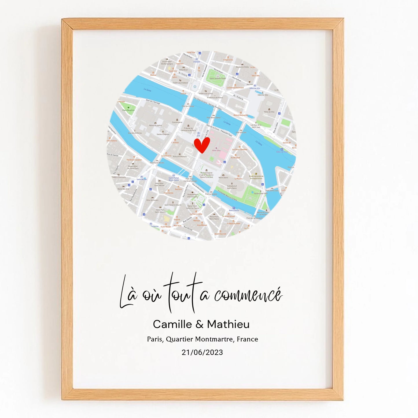Affiche rencontre avec finition bois naturel