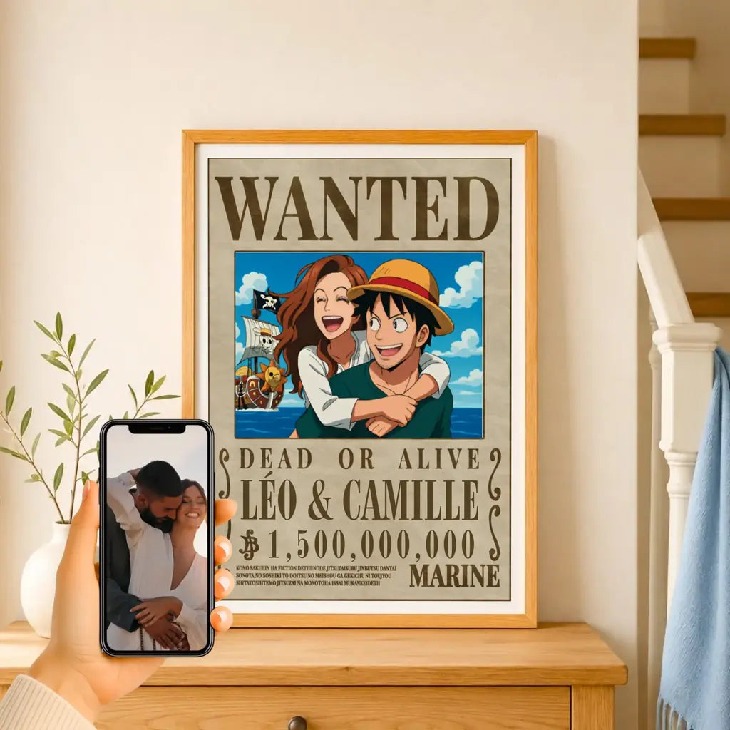 Affiche wanted one piece personnalisée – vue 10