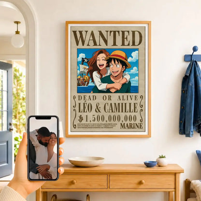 Affiche wanted one piece personnalisée – vue 12