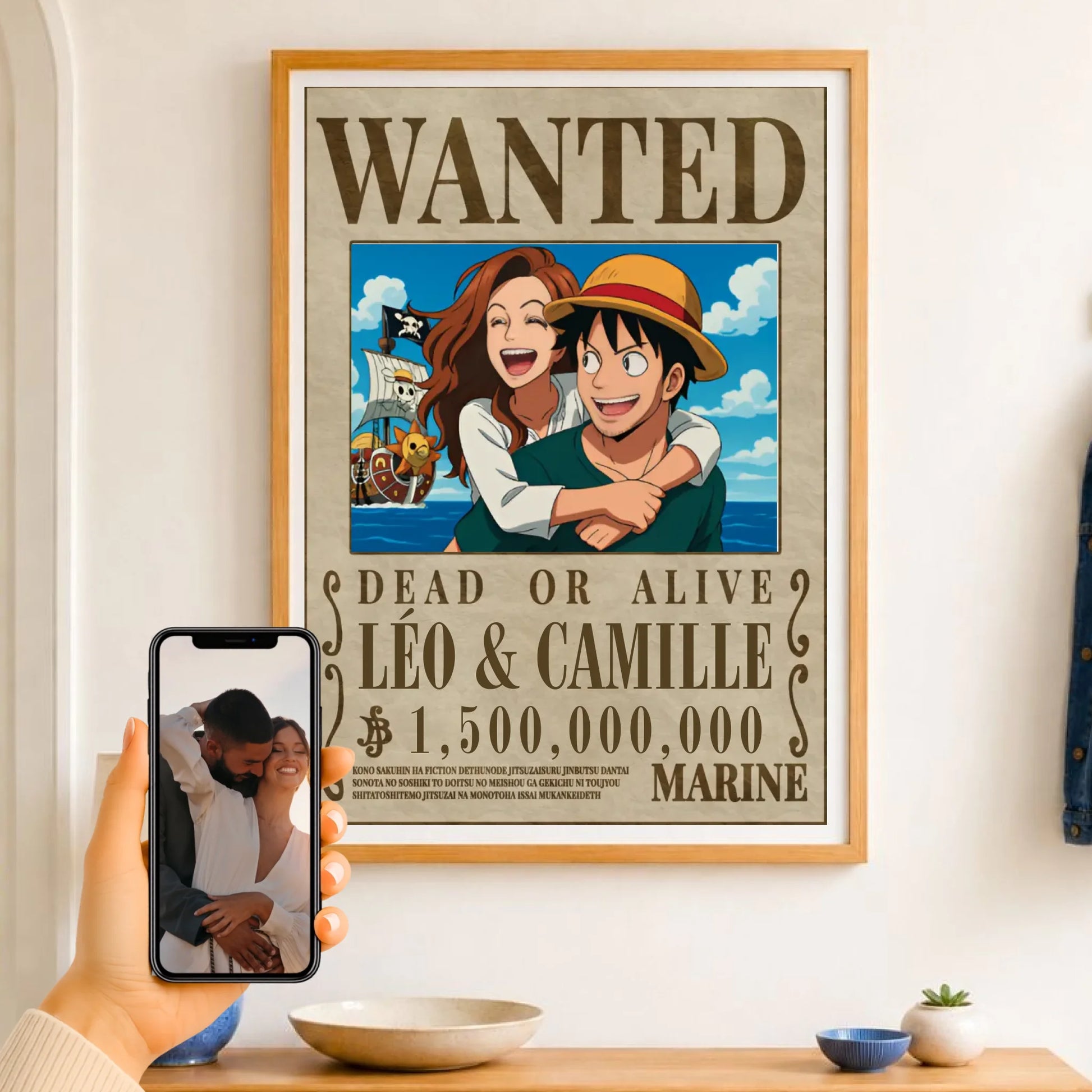 Affiche wanted one piece personnalisée – vue 13