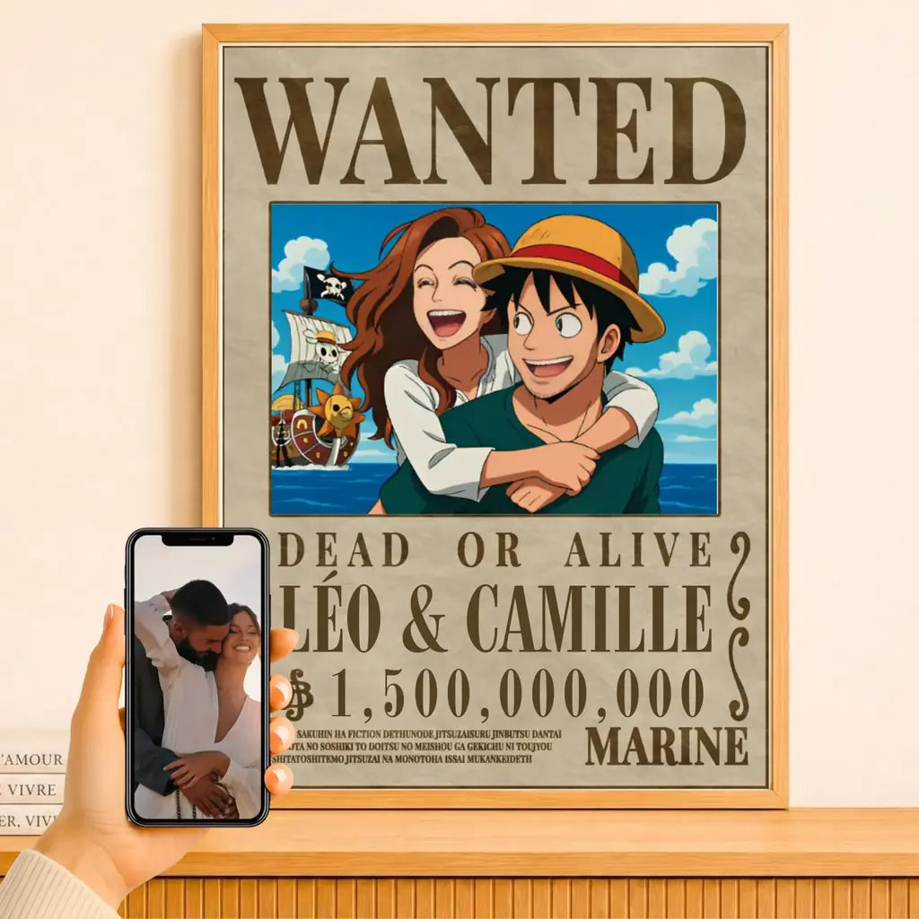 Affiche wanted one piece personnalisée – mockup affiche 2