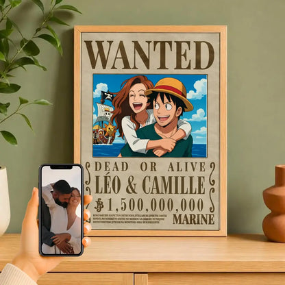 Affiche wanted one piece personnalisée