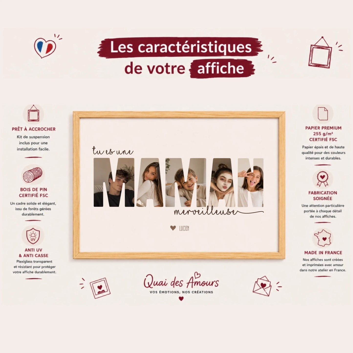 Affiche personnalisée maman - Tu es une maman merveilleuse – vue 5