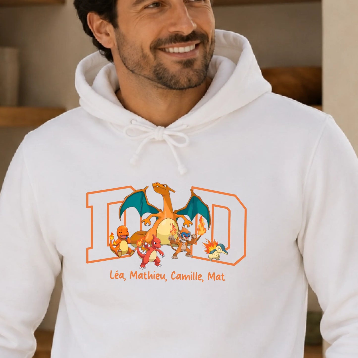 Sweat à capuche personnalisé papa - DAD et prénoms des enfants