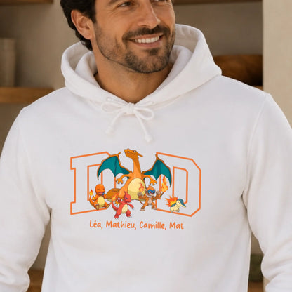 Sweat à capuche personnalisé papa - DAD et prénoms des enfants